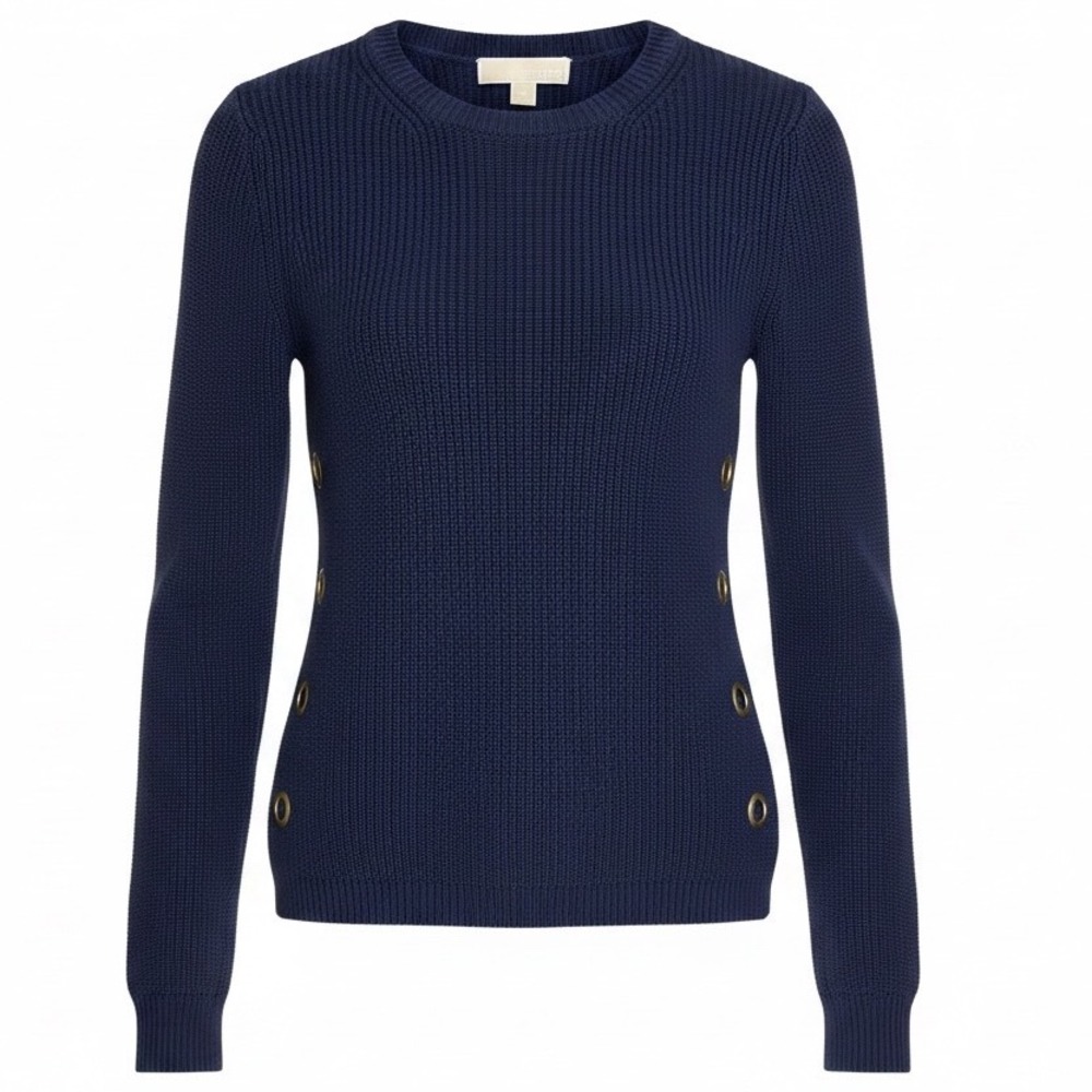 Michael Michael Kors Womens Navy Blue Shaker Knit Grommet Side Sweater XS